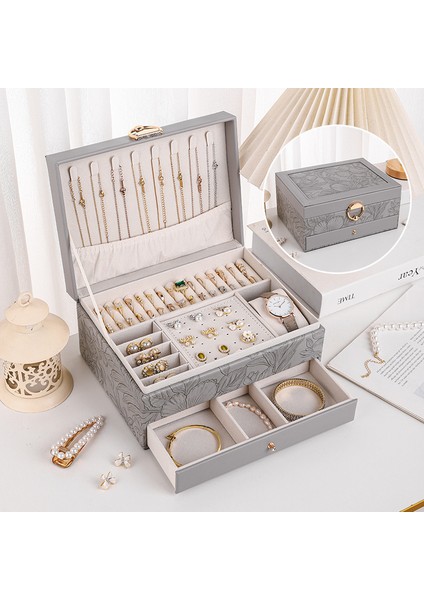 Vintage Mücevher Kutusu Işık Lüks Duygu Takı Mücevher Organizatör Kolye Küpe Küpe Yüzük Mücevher Organizatör (Yurt Dışından)