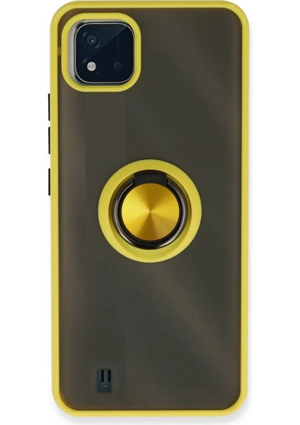 Realme C11 2021 Kılıf Montreal Yüzüklü Silikon Kapak - Sarı