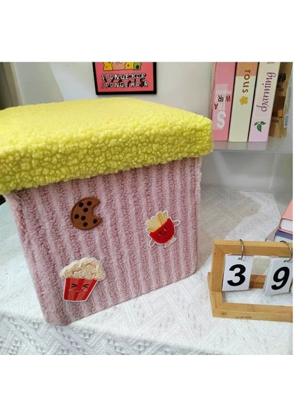 Kutusu Ev Mobilyaları Karikatür Saklama Sepeti Kuzu Yünü Saklama Sepeti Hamburger Saklama Taburesi Saklama Kutusu (Yurt Dışından)