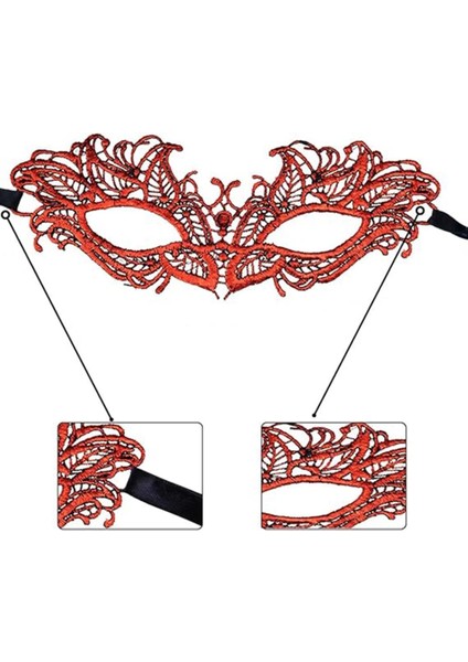 Bfs Kırmızı Dantel Masquerade Maskesi 5 No