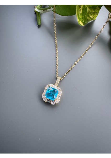 Mavi Taşlı Çelik Kolye fiyatları