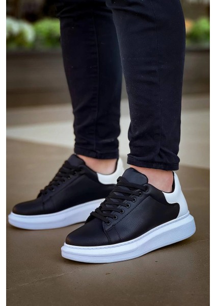 Techmrt KB-X500 Kuback Bağcıklı Siyah Beyaz Günlük Erkek Ayakkabı (Numara: 44)