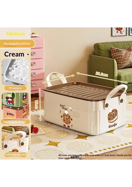 Kapaklı Büyük Kapasiteli Çeşitli Saklama Kutusu Çok Işlevli Masaüstü Düzenleyici Yeni Ev Karikatür Desen Saklama Kutusu (Yurt Dışından)