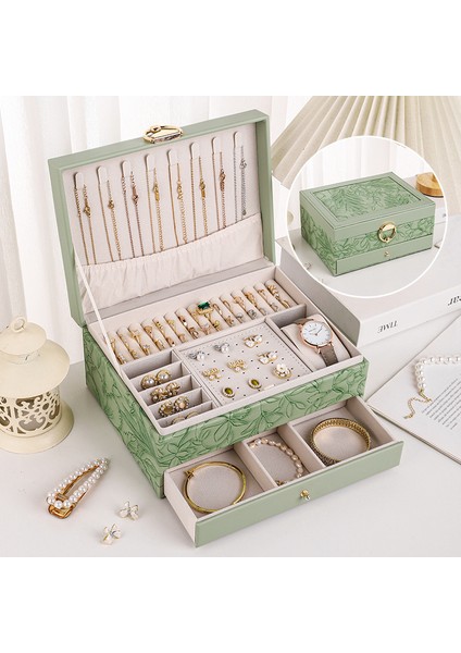 Vintage Mücevher Kutusu Işık Lüks Duygu Takı Mücevher Organizatör Kolye Küpe Küpe Yüzük Mücevher Organizatör (Yurt Dışından)