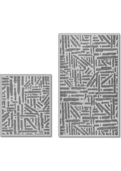 Rod Doğal Pamuklu 2'li Banyo Paspas & Halı Seti 60X100 50X60 Gri