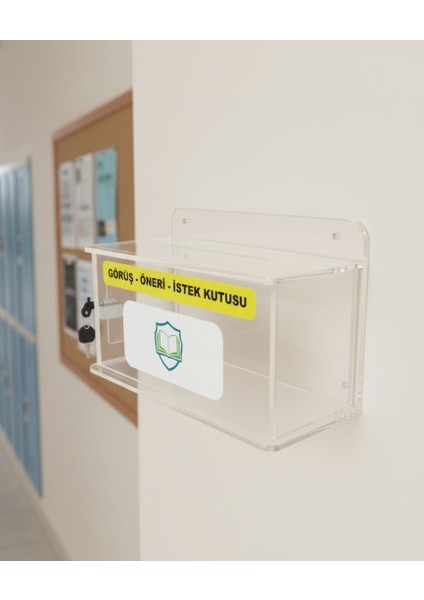 Şeffaf Pleksi Kilitli Görüş–öneri–istek Kutusu (• Duvar Tipi • Uv Baskılı Logolu • 42×17×25 Cm) fiyatları