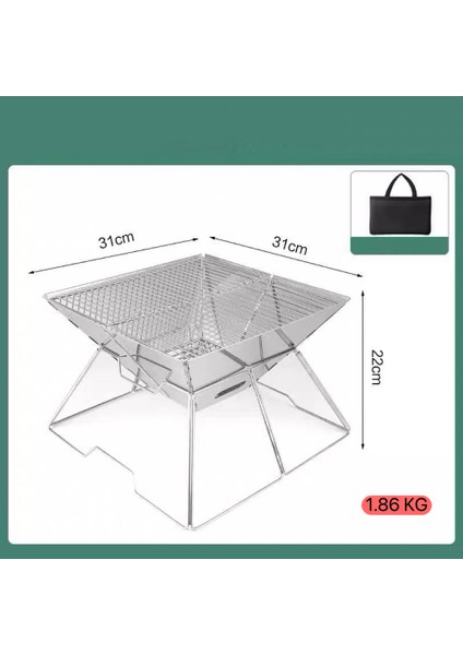 Taşınabilir Paslanmaz Çelik Ateş Yakma Standı, Kolay Sökülüp Takılabilir Mangal / Barbekü Izgarası 31*31*22CM