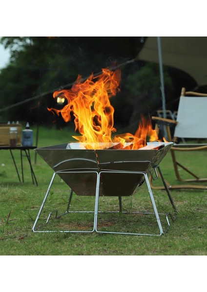 Taşınabilir Paslanmaz Çelik Ateş Yakma Standı, Kolay Sökülüp Takılabilir Mangal / Barbekü Izgarası 31*31*22CM modelleri