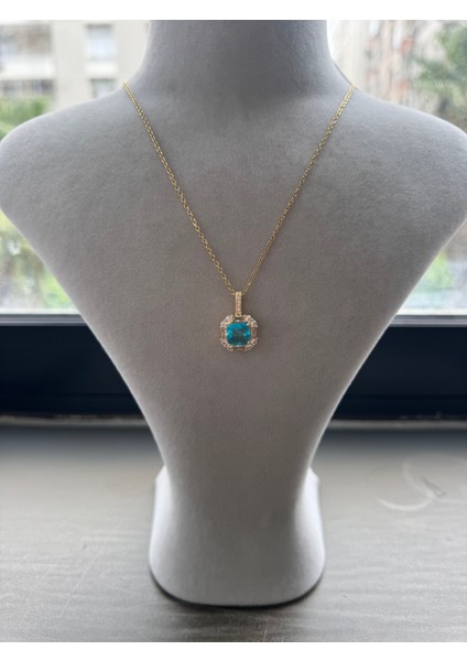 Yeşil Taşlı Çelik Kolye modelleri