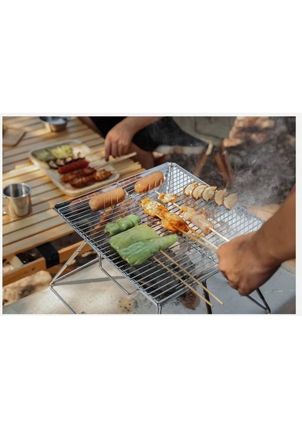 Taşınabilir Paslanmaz Çelik Ateş Yakma Standı, Kolay Sökülüp Takılabilir Mangal / Barbekü Izgarası 42.5*42.5*27.5cm fırsatları