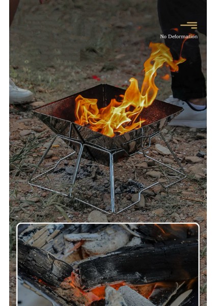 Taşınabilir Paslanmaz Çelik Ateş Yakma Standı, Kolay Sökülüp Takılabilir Mangal / Barbekü Izgarası 42.5*42.5*27.5cm indirimleri