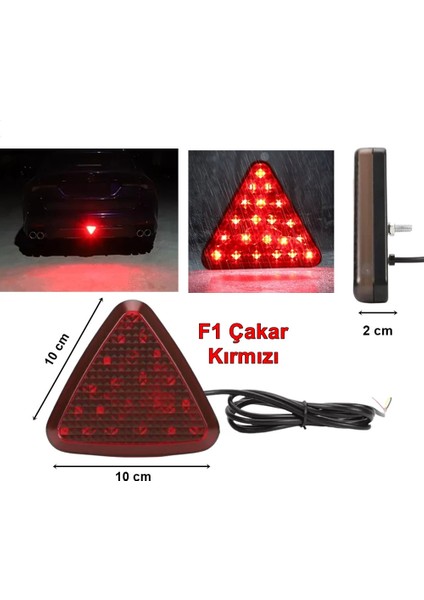 F1 Üçgen Flashlı LED Stop Lambası Yeni Model Kırmızı Camlı ONP817