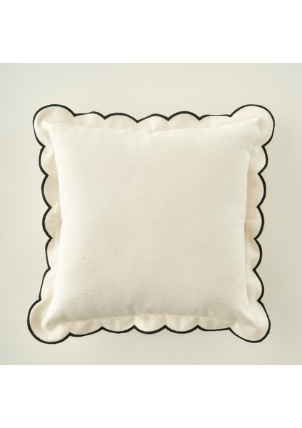Scallop Kenar Kırlent Kılıfı Siyah (43X43 Cm)