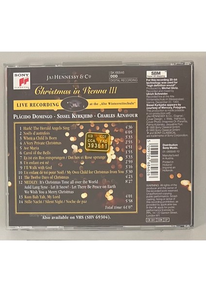 Christmas In Vienna Iıı CD Placido Domingo Charles Aznavour ... (Orijinal 1995 Dönem Baskı Cd) fiyatları