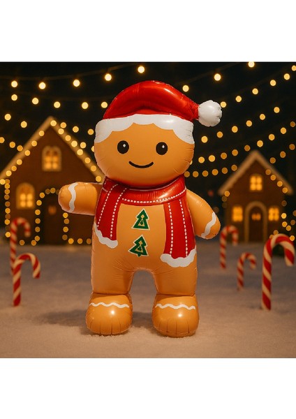 Ayaklı Büyük Şapkalı Kurabiye Adam Folyo Balon Yılbaşı Balon Süsü 158-100 cm fiyatları