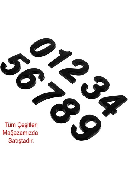 Kapı Numarası Yapışkanlı Küçük Boy 50 mm 5 cm Numara 3 Rakam Üç Sayısı Siyah Renk Numaralar 1 Adet indirimleri