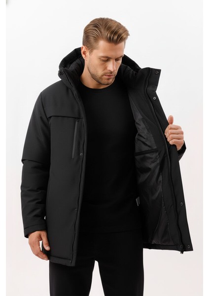 İçi Astarlı Su ve Rüzgar Geçirmez Cepli Kapüşonlu Erkek Mont modelleri