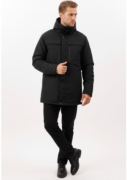 İçi Astarlı Su ve Rüzgar Geçirmez Cepli Kapüşonlu Erkek Mont fırsatları