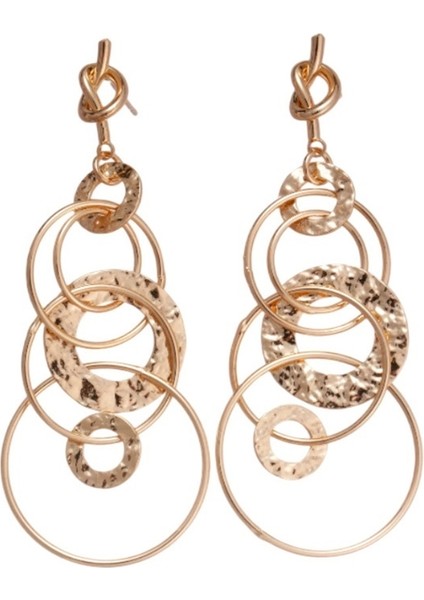 Metalik Geometrik Daire Gümüş Iğne Küpeler, Kadınlar Için Zarif Küpeler (Yurt Dışından)