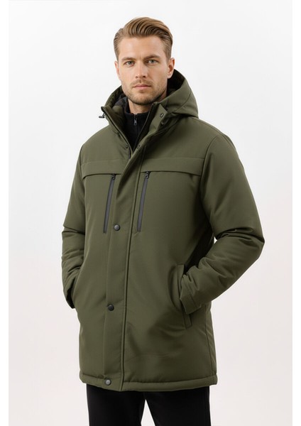 İçi Astarlı Su ve Rüzgar Geçirmez Cepli Kapüşonlu Erkek Mont fiyatları