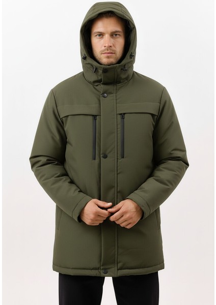 İçi Astarlı Su ve Rüzgar Geçirmez Cepli Kapüşonlu Erkek Mont modelleri