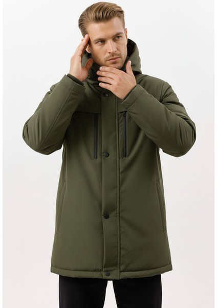 İçi Astarlı Su ve Rüzgar Geçirmez Cepli Kapüşonlu Erkek Mont fırsatları
