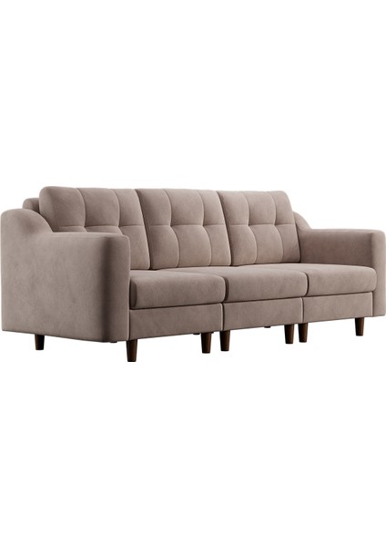 Robin Modüler Üçlü Koltuk - Kadife - Krem