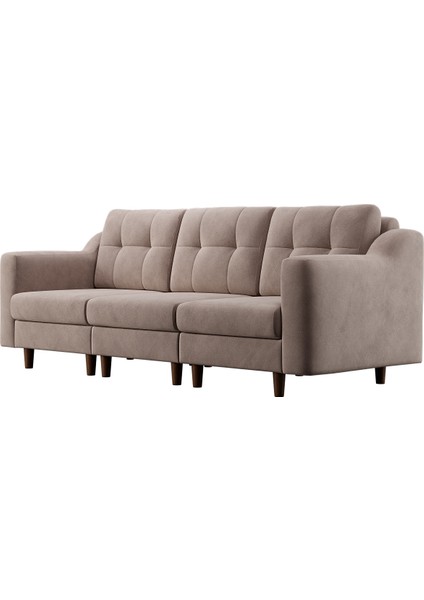 Robin Modüler Üçlü Koltuk - Kadife - Krem