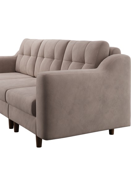 Robin Modüler Üçlü Koltuk - Kadife - Krem