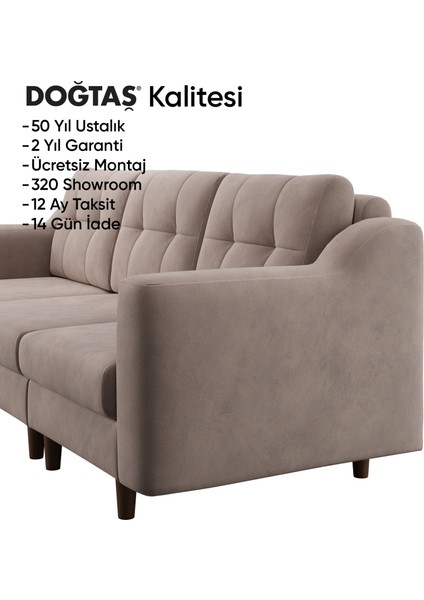 Robin Modüler Üçlü Koltuk - Kadife - Krem