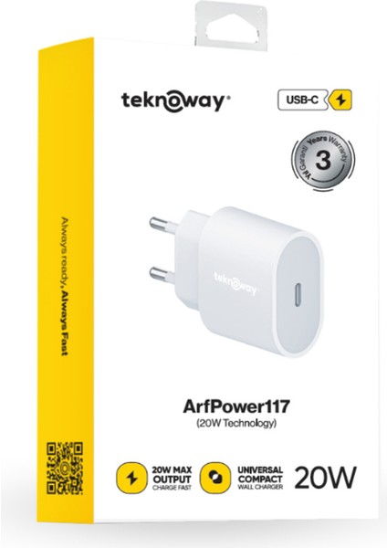ARF 20W Type-C Port Şarj Adaptörü Beyaz