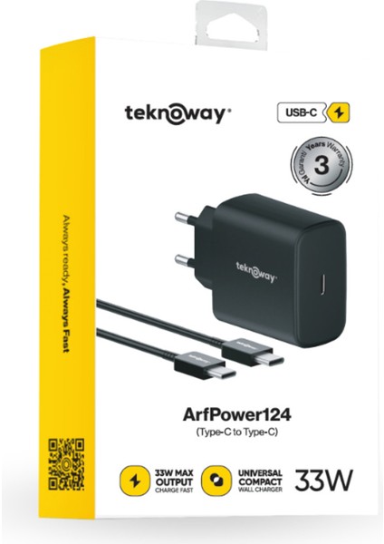 ARF 33W Type-C to Type-C Şarj Seti Siyah