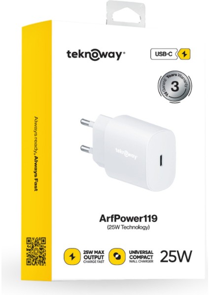 ARF 25W Type-C Port Şarj Adaptörü Beyaz