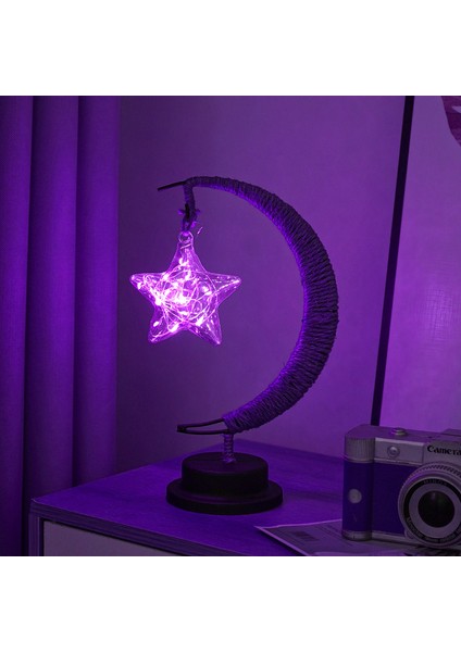 LED Dekoratif Işık Yıldız Ay Işığı Elma Yılbaşı Işığı El Yapımı Ip USB Demir Gece Lambası (Yurt Dışından)