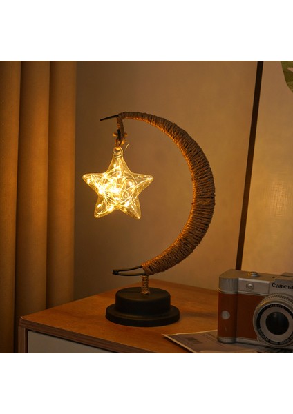 LED Dekoratif Işık Yıldız Ay Işığı Elma Yılbaşı Işığı El Yapımı Ip USB Demir Gece Lambası (Yurt Dışından)