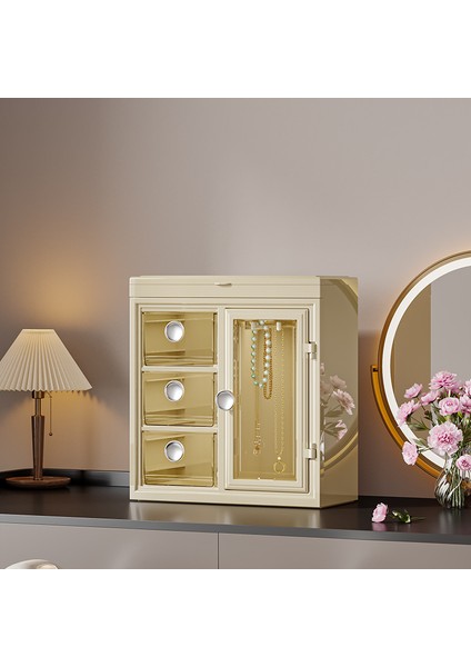 Mücevher Saklama Kutusu Ev Büyük Kapasiteli Küpe Yüzük Kolye Toz Geçirmez Mücevher Saklama Kutusu Çok Katmanlı Saç Mücevher Organizatörü (Yurt Dışından)