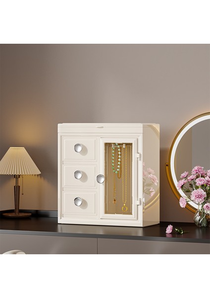 Mücevher Saklama Kutusu Ev Büyük Kapasiteli Küpe Yüzük Kolye Toz Geçirmez Mücevher Saklama Kutusu Çok Katmanlı Saç Mücevher Organizatörü (Yurt Dışından)