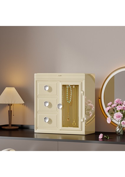 Mücevher Saklama Kutusu Ev Büyük Kapasiteli Küpe Yüzük Kolye Toz Geçirmez Mücevher Saklama Kutusu Çok Katmanlı Saç Mücevher Organizatörü (Yurt Dışından)