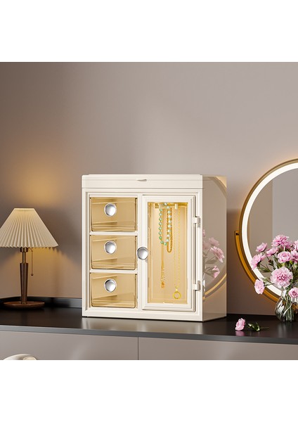 Mücevher Saklama Kutusu Ev Büyük Kapasiteli Küpe Yüzük Kolye Toz Geçirmez Mücevher Saklama Kutusu Çok Katmanlı Saç Mücevher Organizatörü (Yurt Dışından)