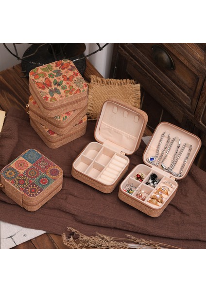 Vintage Mücevher Kutusu Taşınabilir Seyahat Küpe Yüzük Kolye Düzenleyici (Yurt Dışından) modelleri