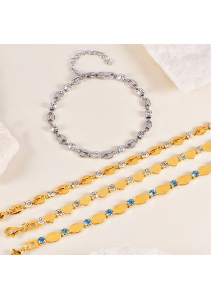 Moda Hafif Lüks Kıdemli Elmas Bilezik Duygusu El Yapımı Patchwork Aşk Oval Bilezik Paslanmaz Çelik Kadın (Yurt Dışından) fiyatları