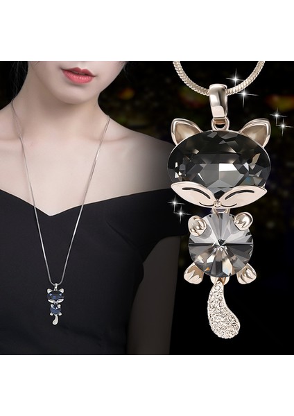 Yüzlerce Uzun Kolye Kadın Basit Moda Kitty Kristal Kolye Jumper Zinciri Giyim Aksesuarları (Yurt Dışından) fiyatları