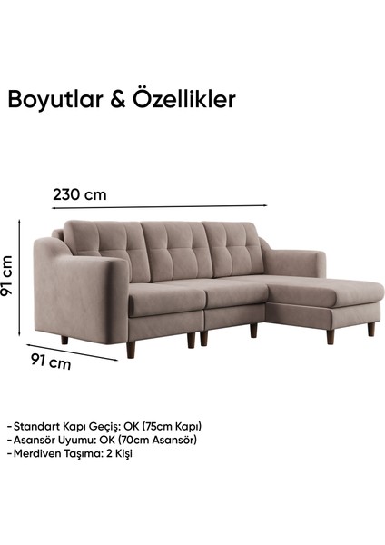 Robin Köşe Takımı - Kadife - Krem fırsatları