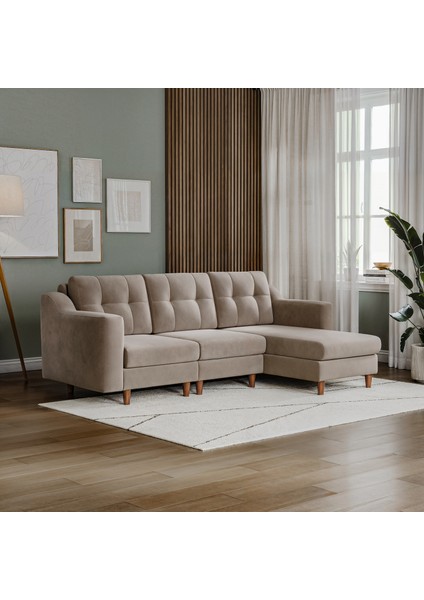 Robin Köşe Takımı - Kadife - Krem