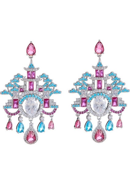 Teras Zirkonyum Küpeler, Saray Tarzı Retro Püskül Küpeler (Yurt Dışından)