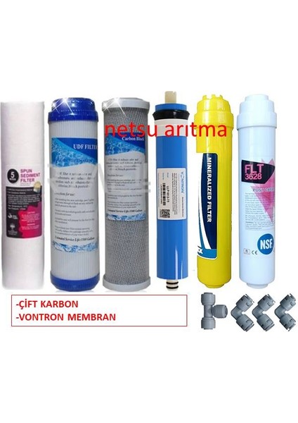 -Vontron Membranlı-Tüm Açık Kasa Su Arıtma Cihazı Filtresi,6 lı Filtre seti-