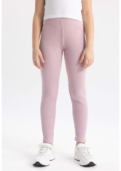 Kız Çocuk Uzun Boy Fitilli Kaşkorse Basic Düz Tayt