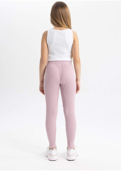 Kız Çocuk Uzun Boy Fitilli Kaşkorse Basic Düz Tayt