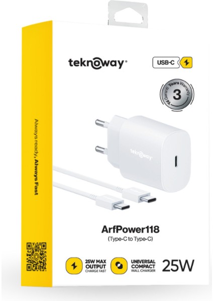 ARF 25W Type-C to Type-C Şarj Seti Beyaz