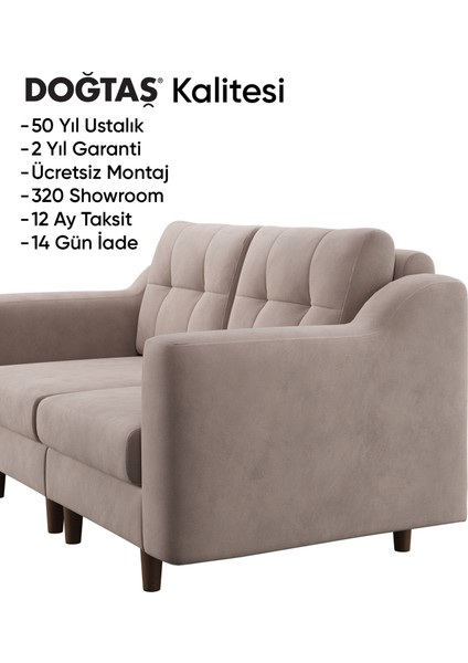 Robin Modüler Ikili Koltuk - Kadife - Krem indirimleri